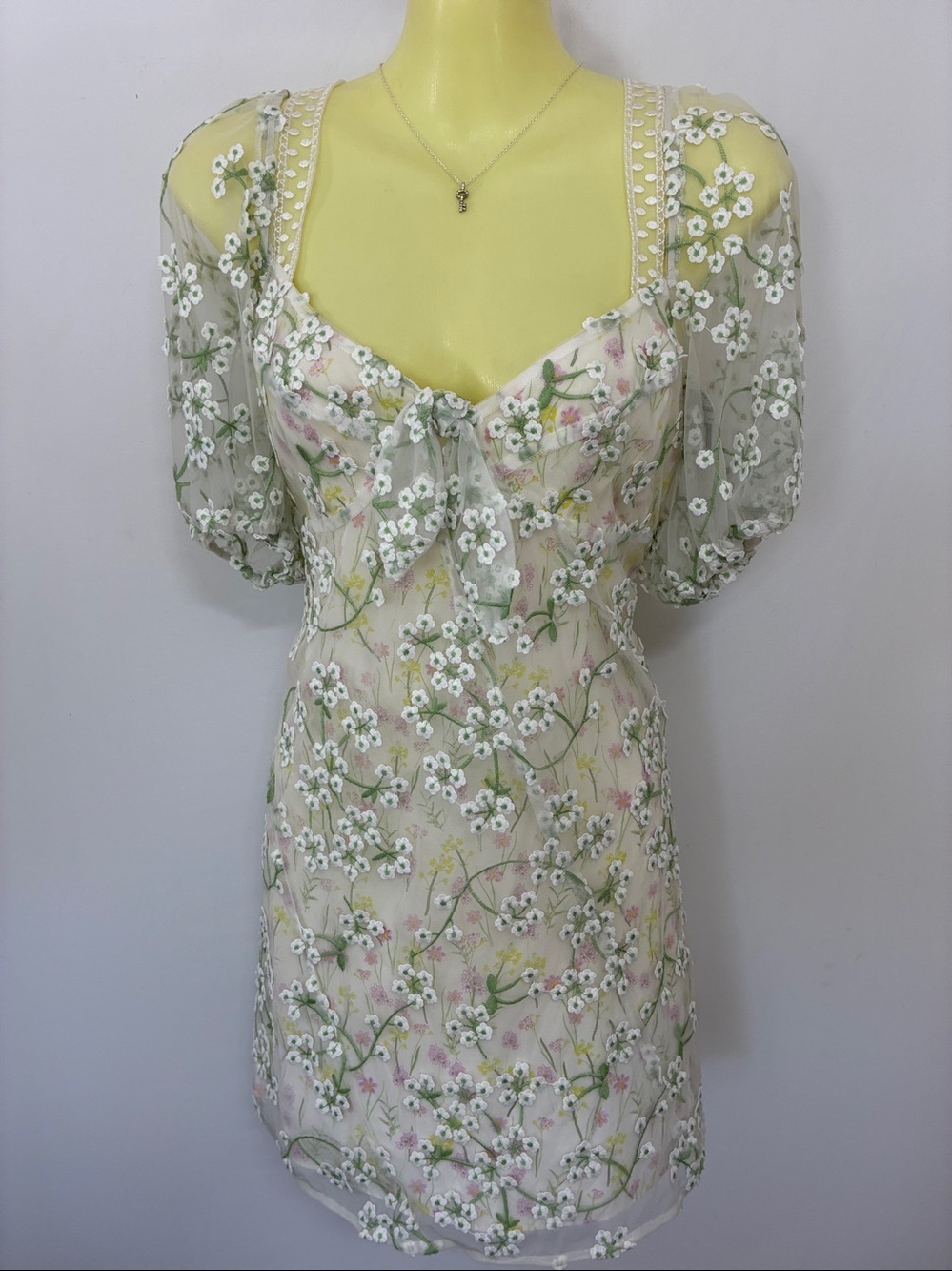 For Love And Lemons Dress "Eclair" Embroidered Flowers Mini New With Tags Small